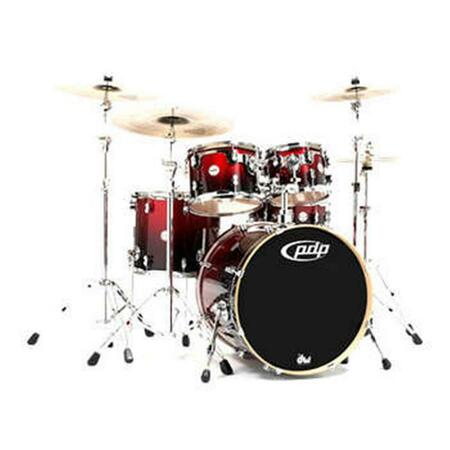 PDP Red To Black Fade - Chrome Hardware Kit Drums, 5 Piece PDCM2215RB
